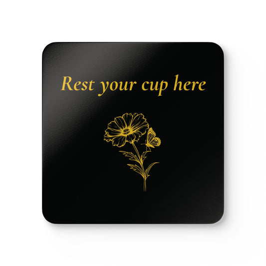 Rest Your Cup Here – Black Corkwood Coasters (4-Piece Set)