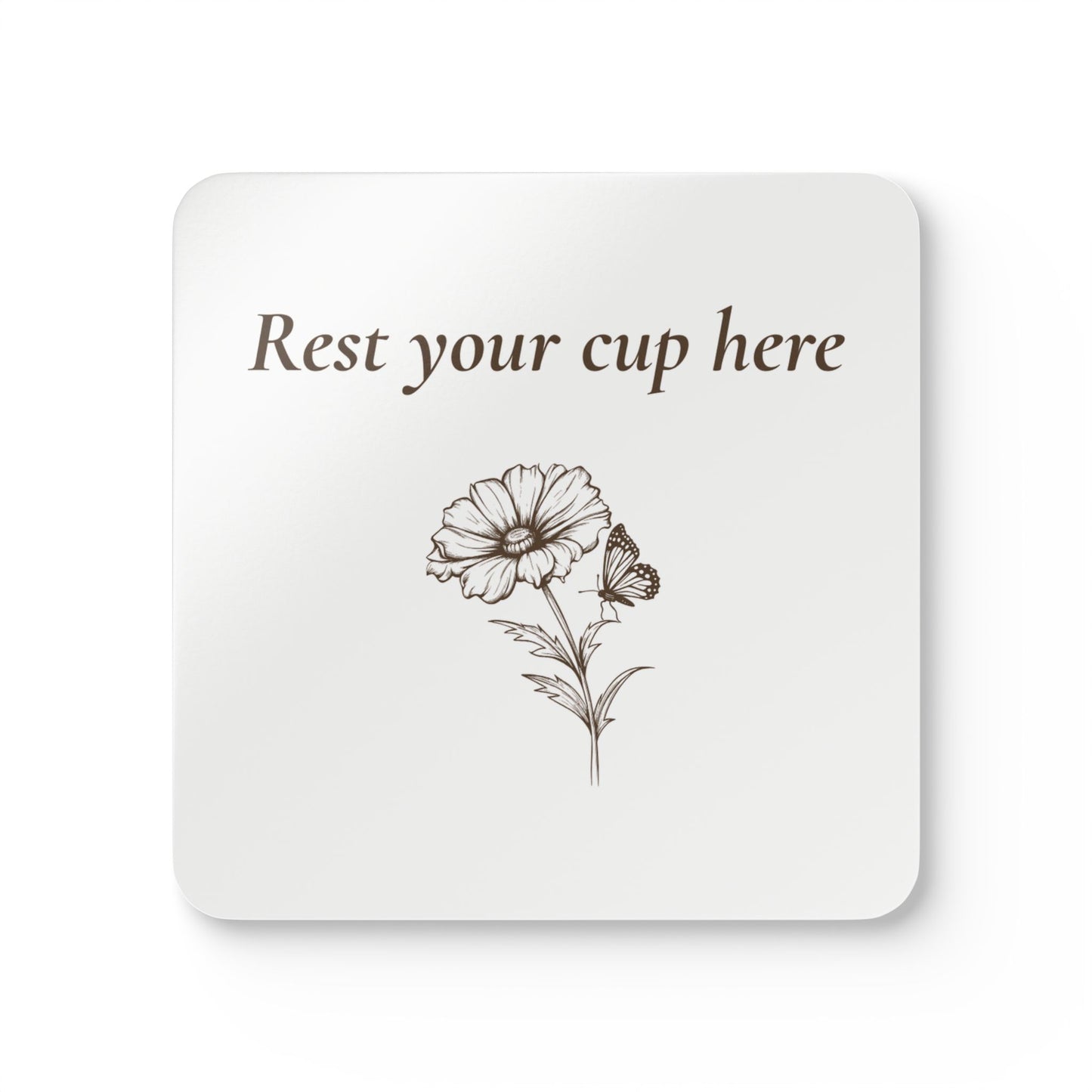 Rest Your Cup Here – White Corkwood Coasters (4-Piece Set)