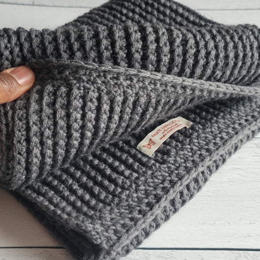 100% Merino Wool Scarf - Charcoal Gray