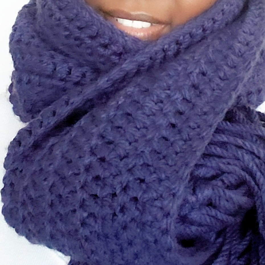 Cold Weather Scarf for Her - Navy Blue