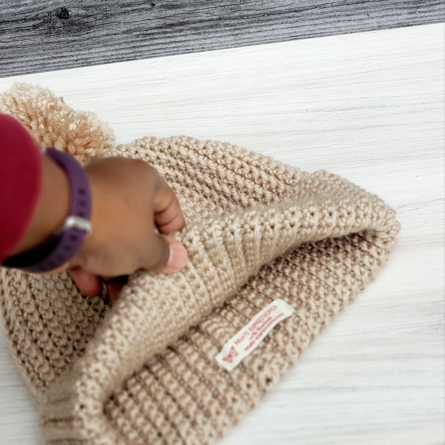 RESERVED for Anna C. - Ribbed Cuffed Pompom Beanie