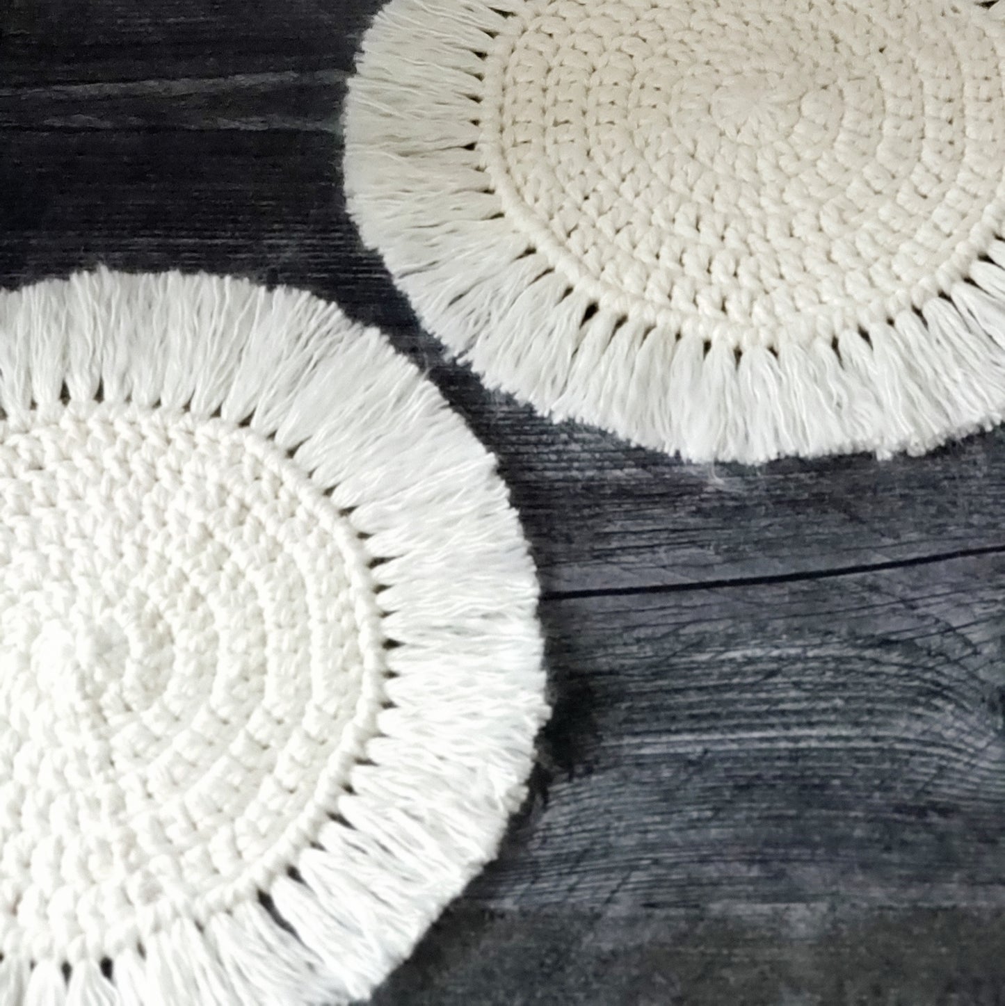 Set of 2 Boho Coasters with fringe - Made to Order (MTO)