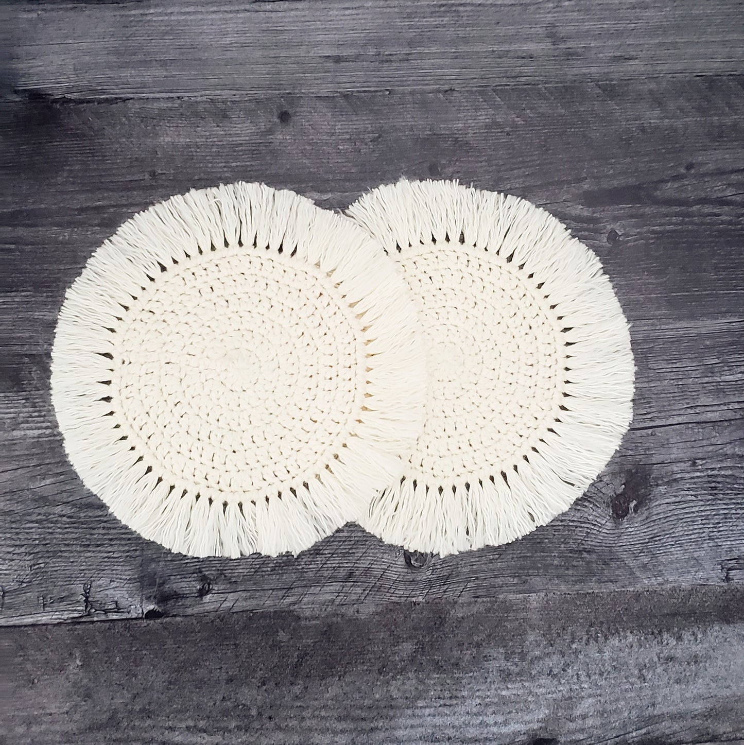 Set of 2 Boho Coasters with fringe - Made to Order (MTO)