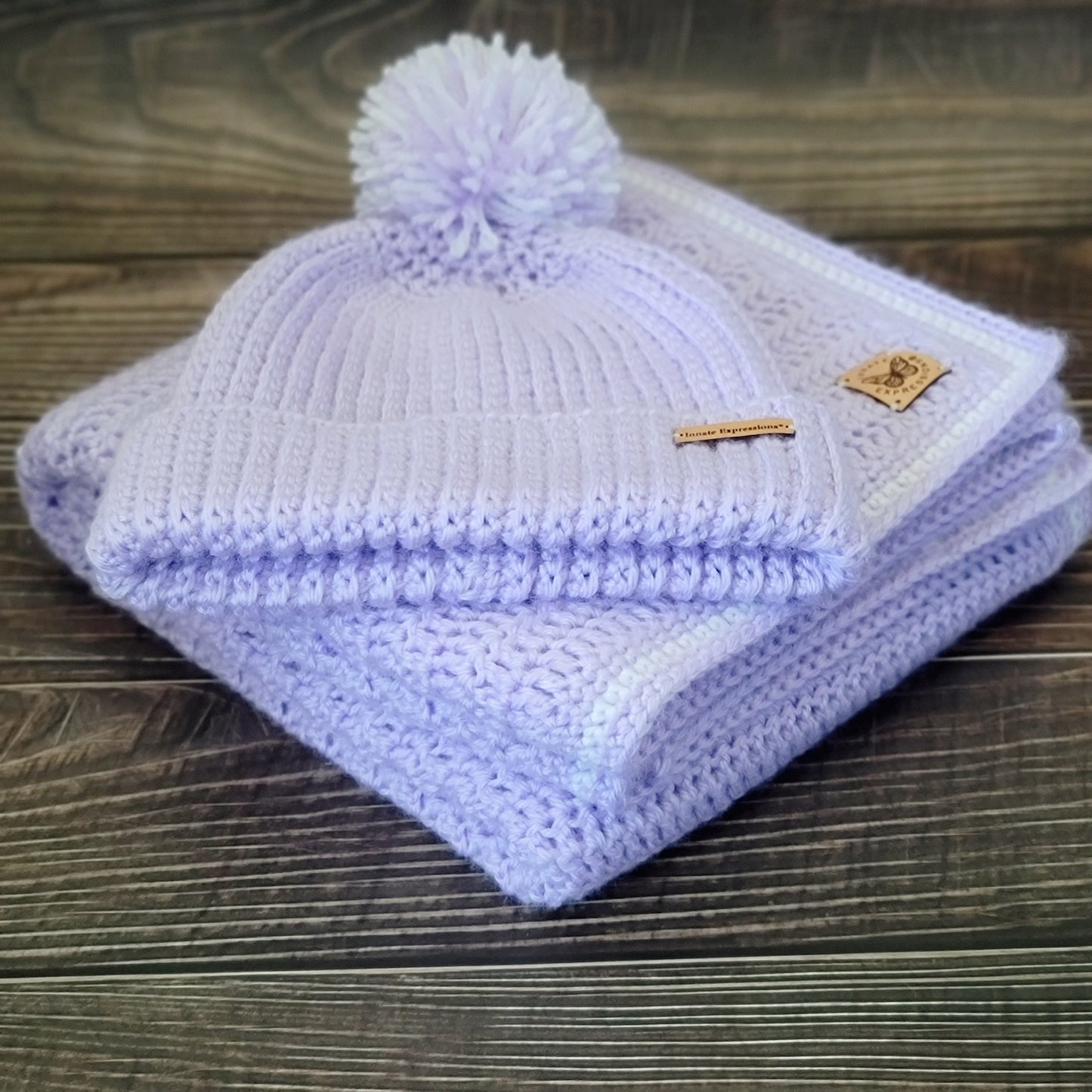 Bespoke Order: Lilac Dreams Baby Gift Set - Blanket & Beanie - 6 to 9 months