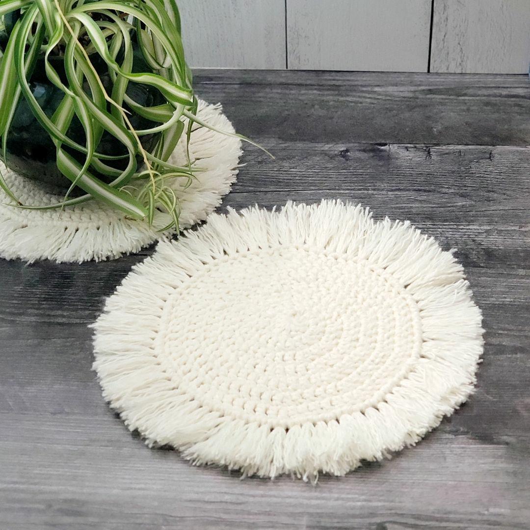 Set of 2 Boho Coasters with fringe - Made to Order (MTO)