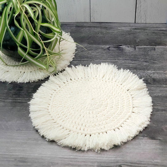 Set of 2 Boho Coasters with fringe - Made to Order (MTO)