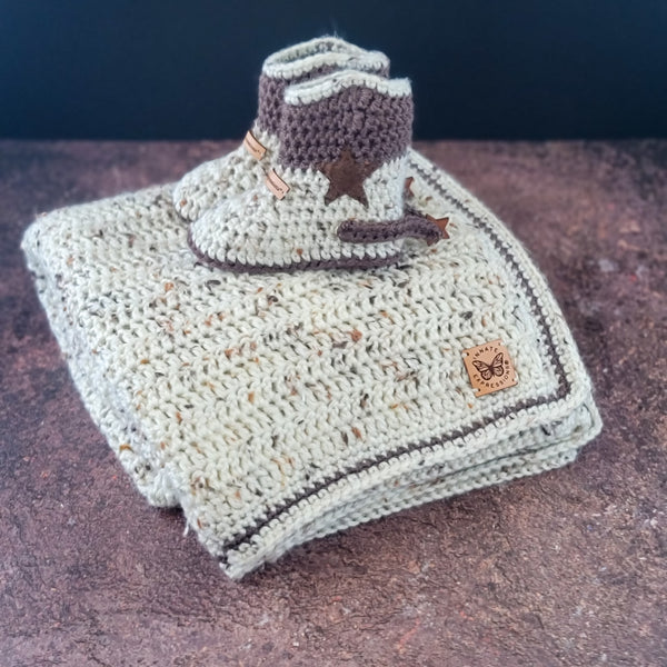 Bespoke Order: Specialty 2-Piece Baby Gift Set - Cowboy Theme - Made to Order - 3 to 6 months