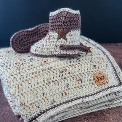 Bespoke Order: Specialty 2-Piece Baby Gift Set - Cowboy Theme - Made to Order - 3 to 6 months