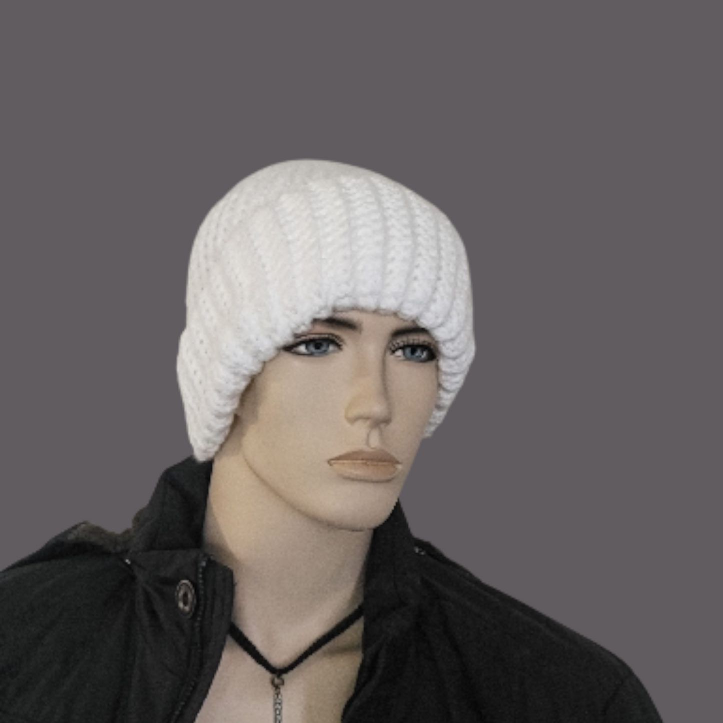 Chunky White Beanie - Unisex