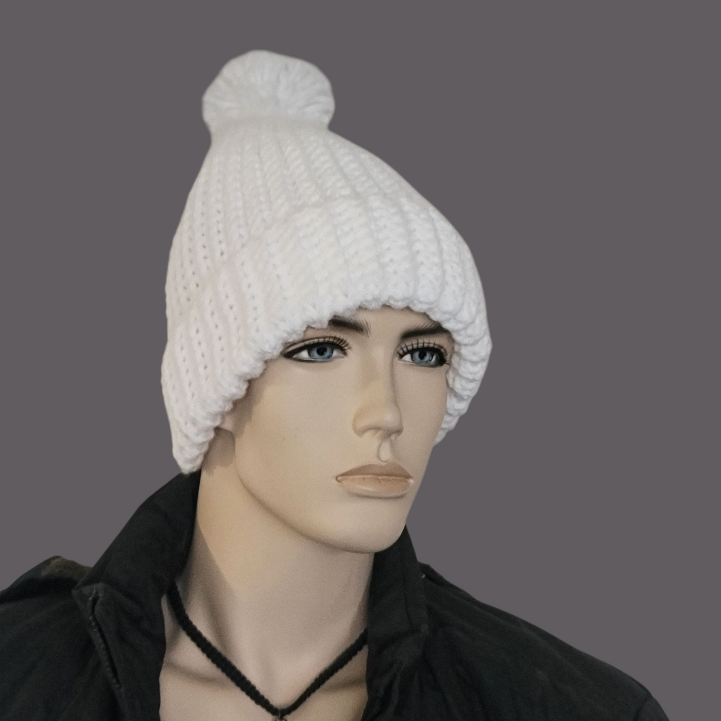 Chunky White Beanie - Unisex