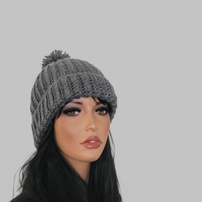 Chunky Charcoal Gray Beanie - Women