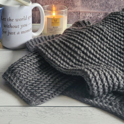 100% Merino Wool Scarf - Charcoal Gray