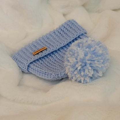 Baby Blue Baby Gift Set - Booties & Beanie - 3 to 6 months - Made to Order