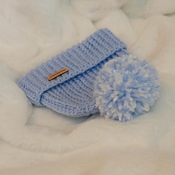 Baby Blue Baby Gift Set - Booties & Beanie - 3 to 6 months - Made to Order