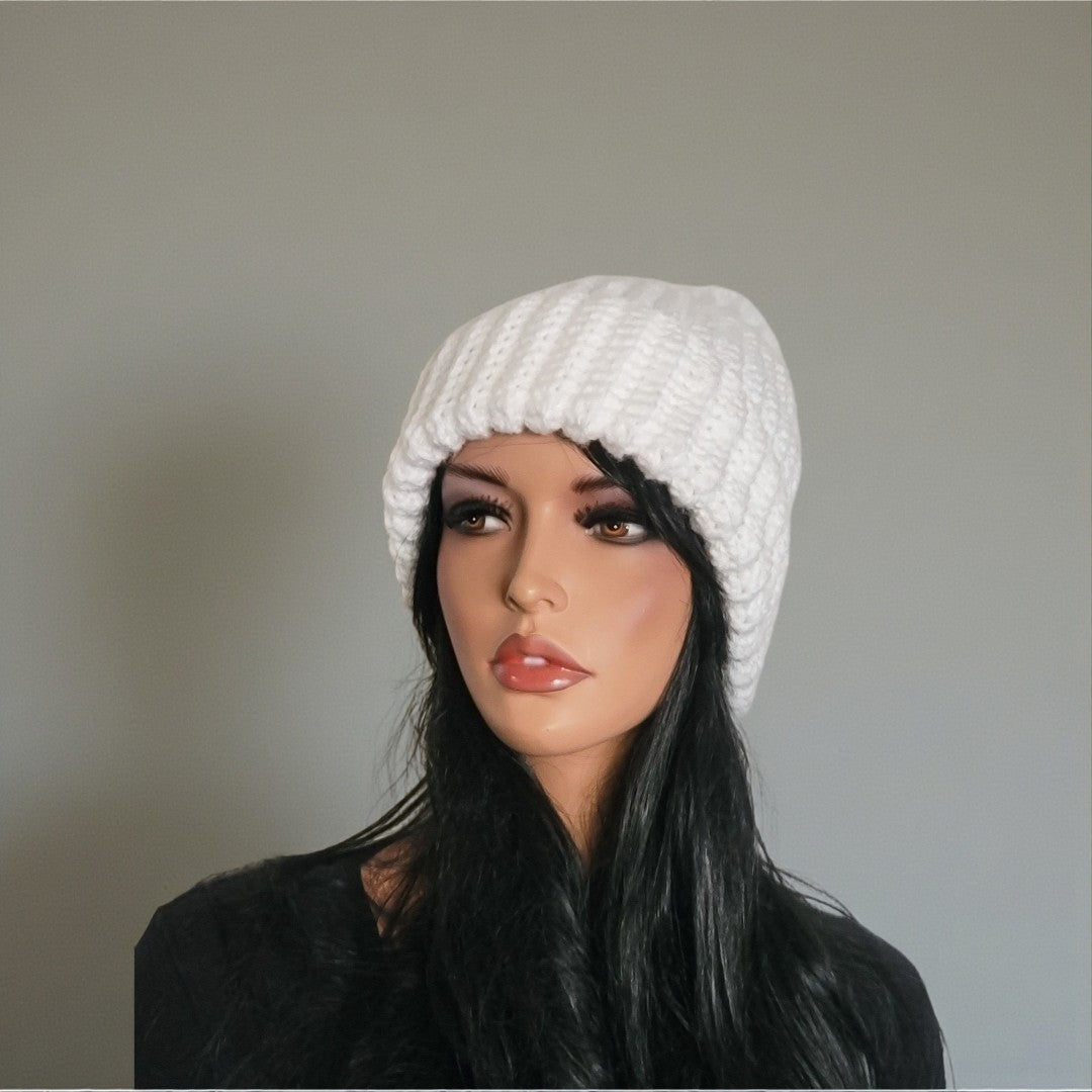 Ribbed Slouchy Beanie with Detachable Pompom - One Size Fits Most