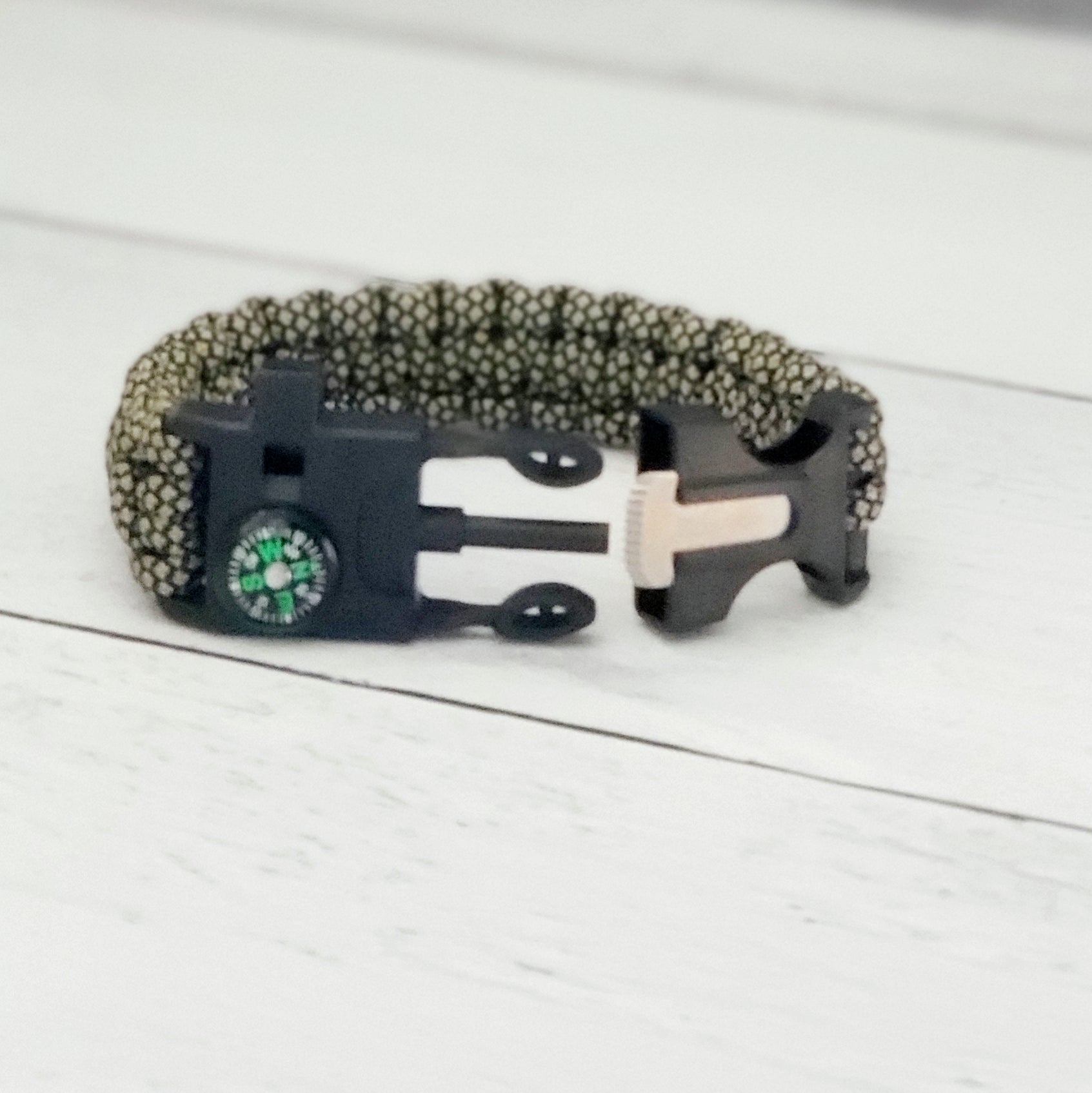 Paracord Utility Bracelet for Him - Green Speckled Camo (1 Only)
