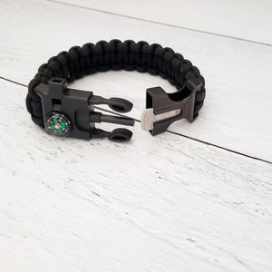 Paracord Utility Bracelet for Him - Black Camo (1 Only)