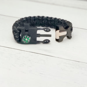 Paracord Utility Bracelet for Him - Black & White Camo (1 Only)