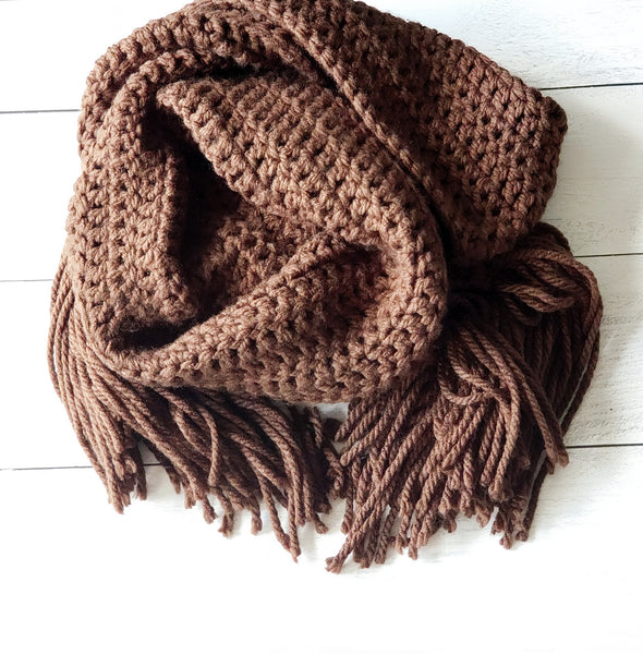 Cold Weather Scarf for Her - Chocolate Brown