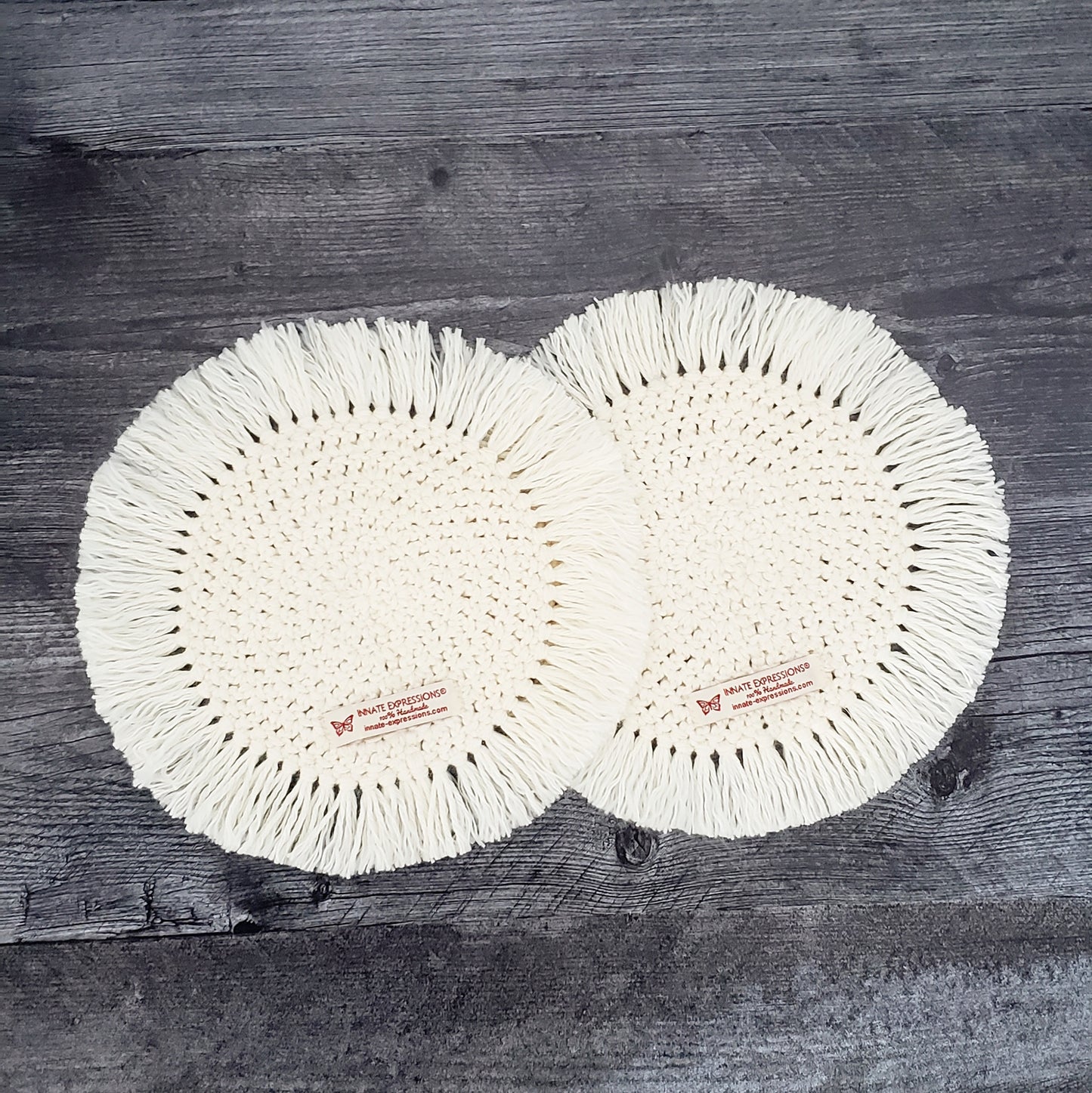 Set of 2 Boho Coasters with fringe - Made to Order (MTO)