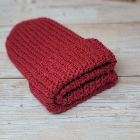 Classic Beanie for Him in Tomato Red