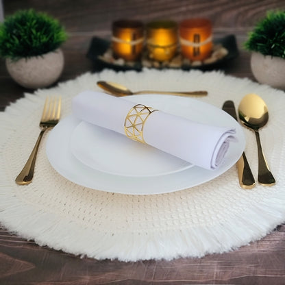One set of 4 Boho Dinner Placemats - Whipped Cream_Cotton/Polyester Yarn Blend