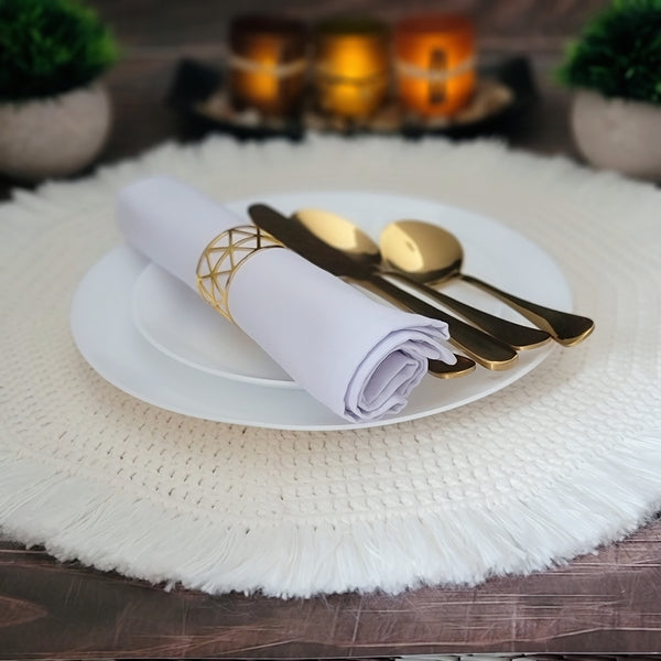 One set of 4 Boho Dinner Placemats - Whipped Cream_Cotton/Polyester Yarn Blend