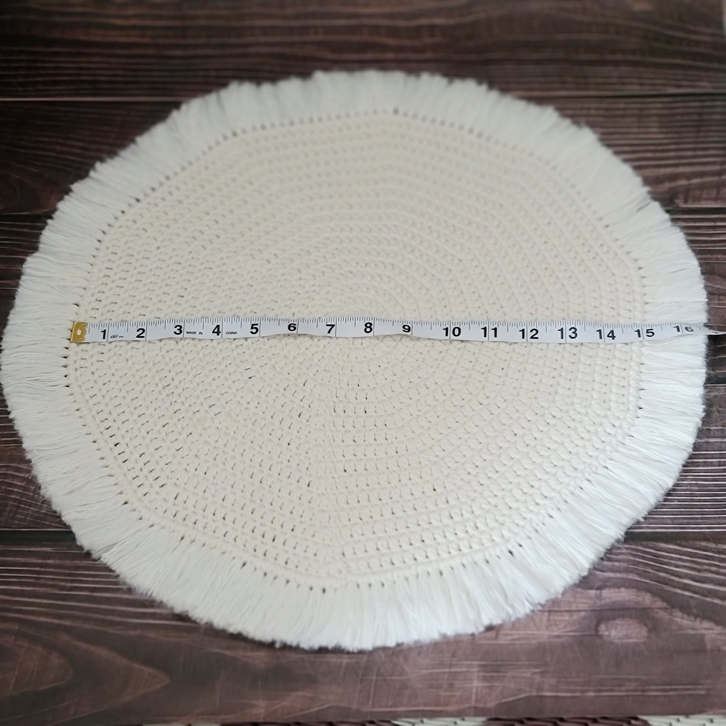 One set of 4 Boho Dinner Placemats - Whipped Cream_Cotton/Polyester Yarn Blend