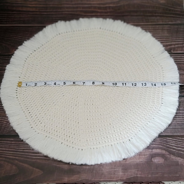 One set of 4 Boho Dinner Placemats - Whipped Cream_Cotton/Polyester Yarn Blend