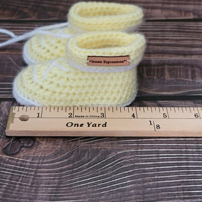 Lemon Meringue Baby Gift Set - Booties & Beanie - 3 to 6 months - Made to Order
