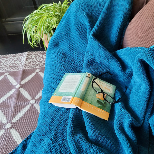 Bespoke Order - Lush: The 'un-holey' XL Chenille Throw - in Teal - Made to Order