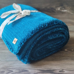 Bespoke Order - Lush: The 'un-holey' XL Chenille Throw - in Teal - Made to Order