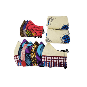 RESERVED for Catherine A. - 10 African Fabric Face Masks & 2 African Fabric Hair Bonnets