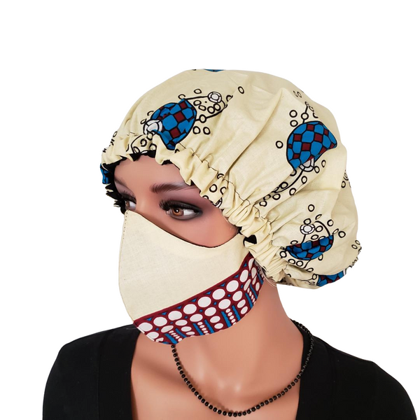 RESERVED for Catherine A. - 10 African Fabric Face Masks & 2 African Fabric Hair Bonnets