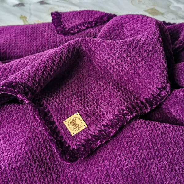 Bespoke Order - Lush: The 'un-holey' XL Chenille Throw - in Eggplant - Made to Order